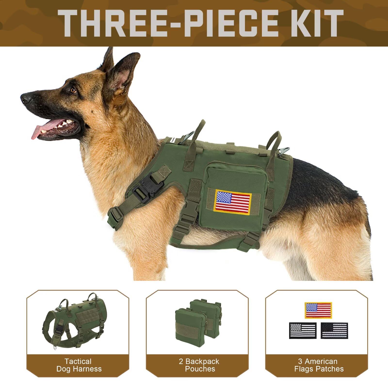 Forestpaw Dog Harness Medium Sized,Tactical Dog Harness With Handle,No Pull Military Style Service Dog Vest With Pockets Adjusta